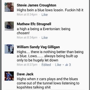 Views from the 'Everton page' on Facebook. 